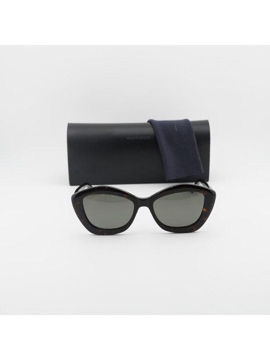 Saint Laurent SL68 002 Sunglasses Havana Cat Eye Frame, Grey Lenses